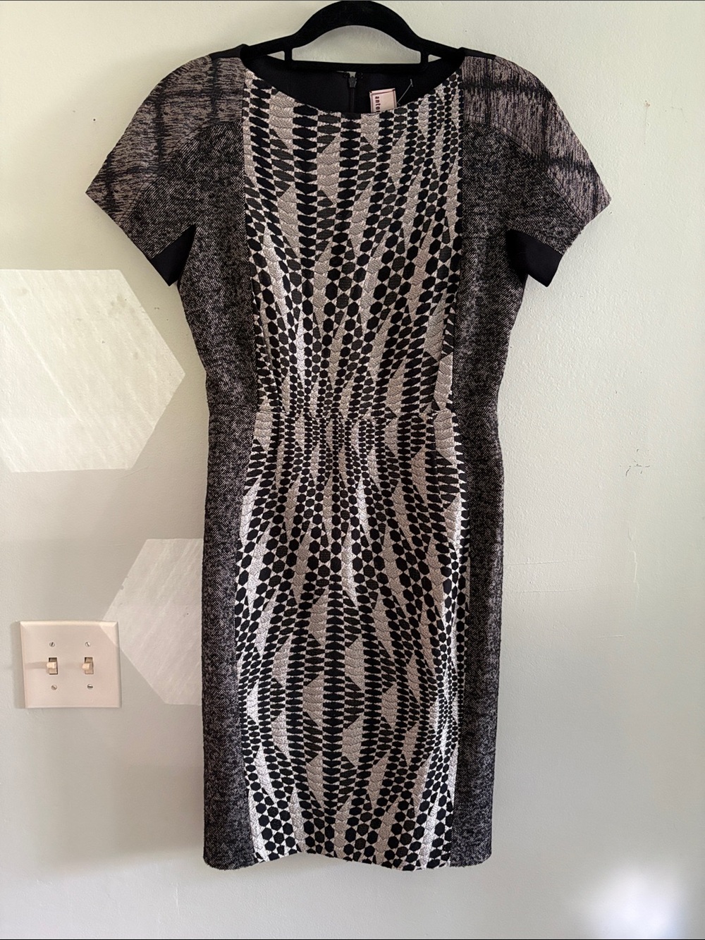 Antonio Marras Black and White Geometric Midi Dress